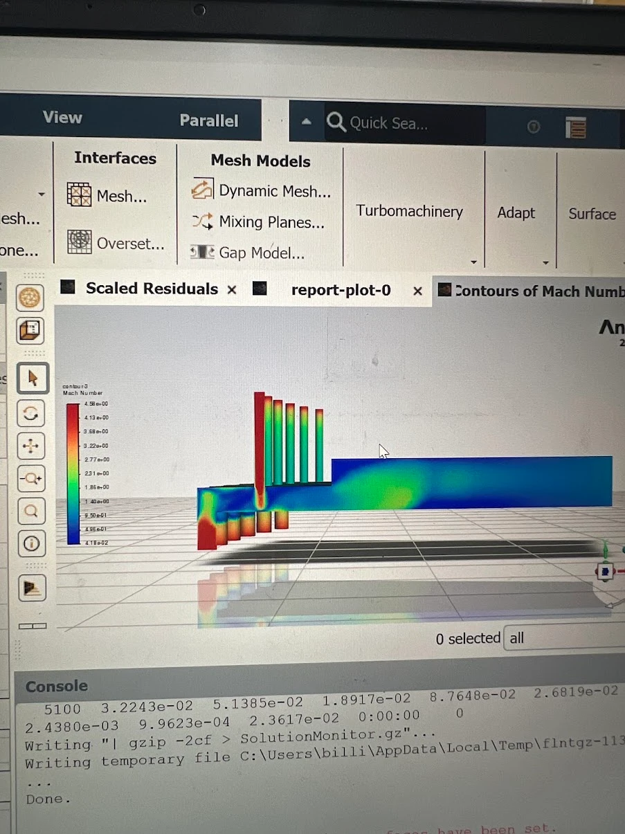 Detonation-engine CFD, Mach field